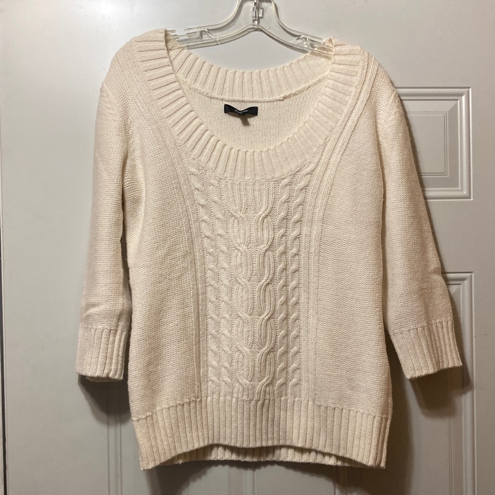 Express Women's Ivory Cable Knit Sweater L‎